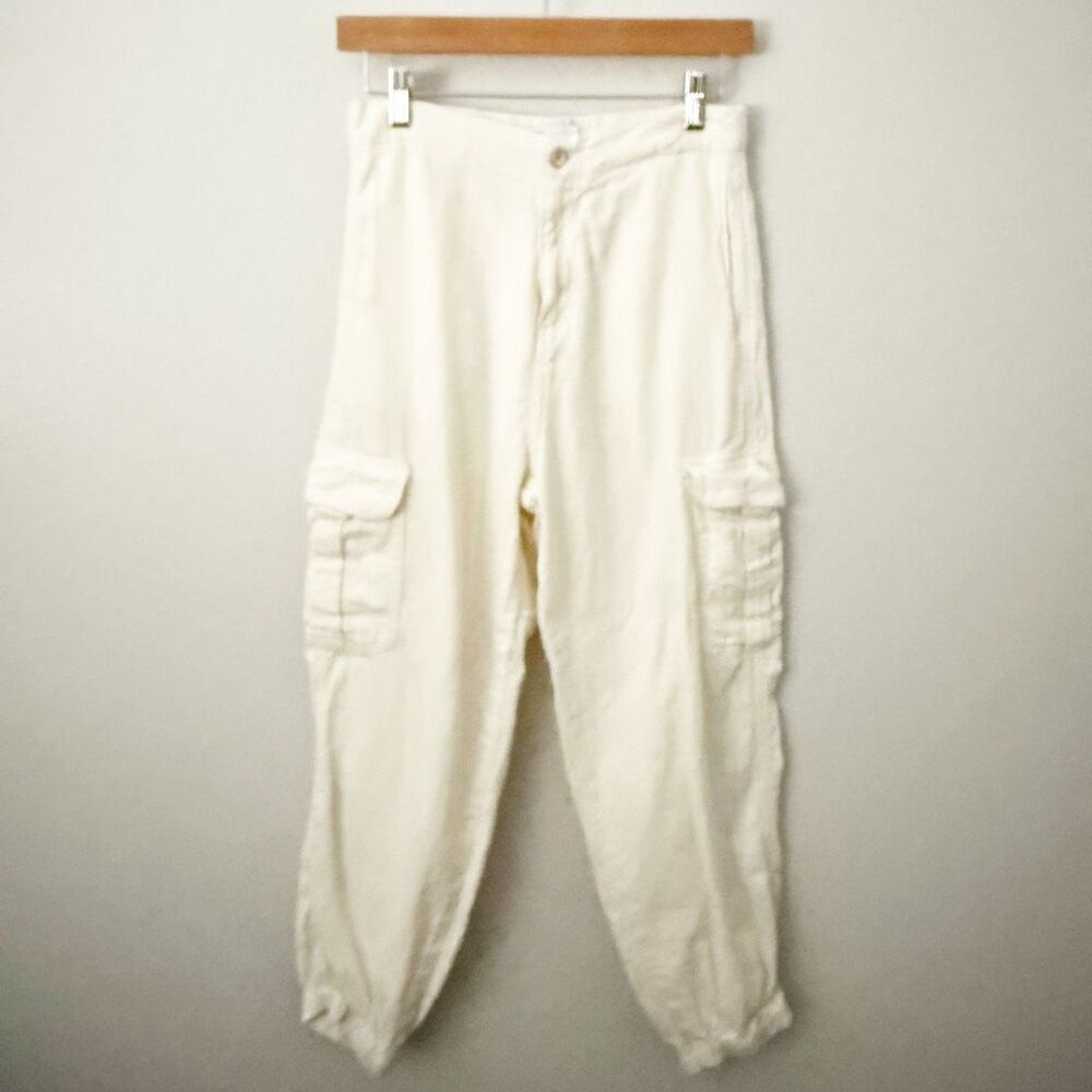 ZARA COLLECTION |‎ Ivory Cream Elastic Waist Joggers Jogger Pants | Size Small